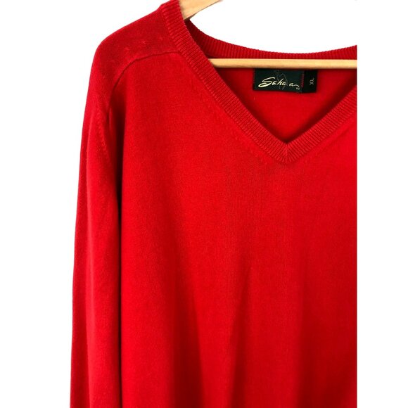 Sahara Mens Size XL Red Long Sleeve V Neck Sweater - Picture 4 of 9